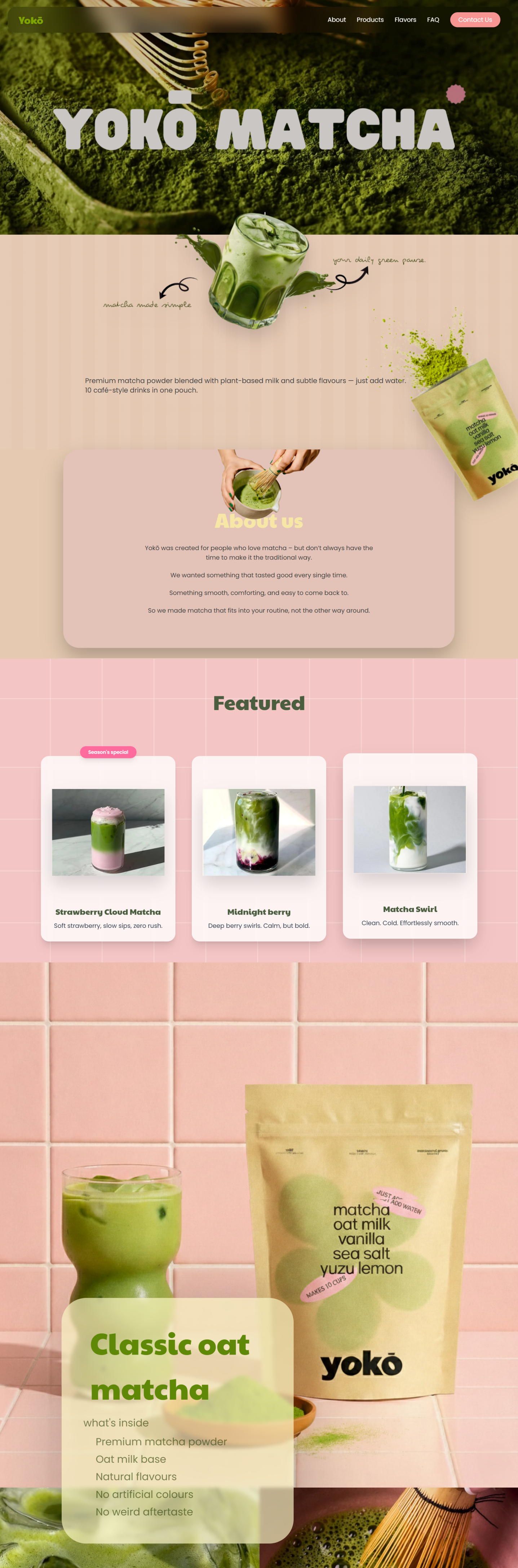 Yokomatcha website wireframe
